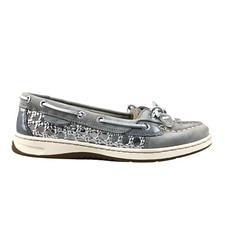 Sapatos femininos Sperry tamanho 7M top-sider peixe-anjo couro prata 2 olhos caning comprar usado  Enviando para Brazil