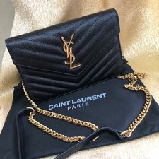 Yves Saint Laurent Black Caviar Leather Gold Button Women's Bag comprar usado  Enviando para Brazil