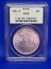 MS65 1881-S Morgan prata $1 dólar PCGS suporte de etiqueta verde, usado comprar usado  Enviando para Brazil