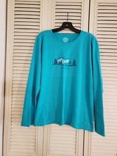 Camiseta Life is Good Happy Trails Feminina Tamanho XL Teal Crusher Manga Longa, usado comprar usado  Enviando para Brazil