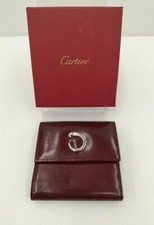Carteira Panther de Cartier autêntica tripla bolsa compacta logotipo 2C vermelho bordô comprar usado  Enviando para Brazil