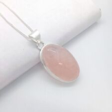 Pingente de prata esterlina 925 pedra preciosa quartzo rosa natural feito à mão comprar usado  Enviando para Brazil