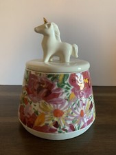 Vaso de biscoito Opalhouse unicórnio chifre de ouro cerâmica padrão floral brilhante comprar usado  Enviando para Brazil