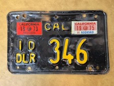 Placa de licença preta California Motorcycle Dealer baixa 3 dígitos 346 comprar usado  Enviando para Brazil