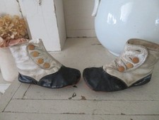BOTAS SAPATOS DE COURO DOCE antigo vintage bebê alto botão para baixo creme preto comprar usado  Enviando para Brazil