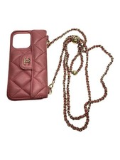 Capa feminina CHANEL iPhone 13 Pro couro caviar matelass rosa s AP2689 comprar usado  Enviando para Brazil