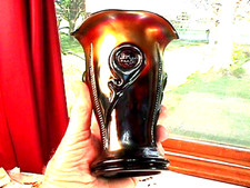 "TORNADO" VASO GRANDE 6 5/8" COR AMETISTA VIDRO DE CARNAVAL PERFEITO POR: NORTHWOOD comprar usado  Enviando para Brazil