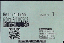 Retribution movie ticket for sale  Minneapolis
