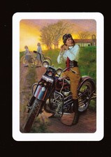 1 CARTÃO DE BARALHO MODERNO AMPLO LINDA SENHORA NA MOTO HARLEY comprar usado  Enviando para Brazil