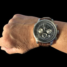 Usado, Relógio de quartzo rotativo Aquaspeed masculino GS00100-04 cronógrafo piloto couro comprar usado  Enviando para Brazil
