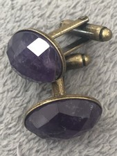 Amethyst faceted cufflinks for sale  WEMBLEY