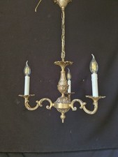  Candelabro antigo vintage bronze médio iluminação teto 3 braços 3 luzes  comprar usado  Enviando para Brazil