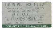 Esboço de Ingresso Santana 6/8/95 Tampa FL Performing Arts Center Festival Hall! Carlos comprar usado  Enviando para Brazil