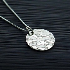 Pingente de disco martelado de prata esterlina 925 círculo simples feito à mão presente comprar usado  Enviando para Brazil
