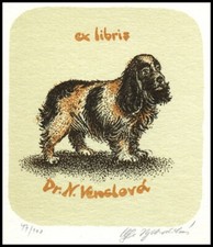 Używany, Vychodilova Olga 1984 Exlibris L1 Pies s2555 na sprzedaż  PL