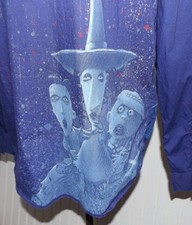 Camisa masculina L Disney Store Time Burton's Nightmare Before Christmas botão azul, usado comprar usado  Enviando para Brazil