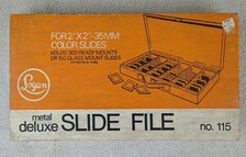 Usado, Arquivo deslizante vintage LOGAN Metal Deluxe nº. 115 para corrediças coloridas 2x2 35 mm caixa aberta comprar usado  Enviando para Brazil