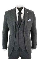 Ternos masculinos formais de tweed de casamento cinza 3 peças feitos sob medida persianas noivo, usado comprar usado  Enviando para Brazil