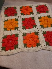 Travesseiro de crochê vintage vovó rosas 15" X 15" comprar usado  Enviando para Brazil