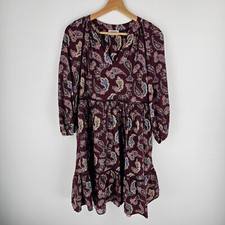 Usado, Vestido feminino Sussan tamanho 12 estampa paisley borgonha manga 3/4 acabamento escada em camadas comprar usado  Enviando para Brazil