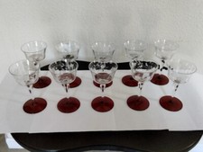 10 taças Weston corte cristal champanhe licor coquetel vinho rubi vermelho base flores, usado comprar usado  Enviando para Brazil