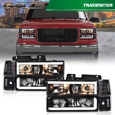 Ajuste para 94-98 C10 C/K Silverado LED DRL faróis pretos + lâmpadas de canto para-choque, usado comprar usado  Enviando para Brazil