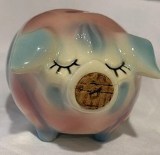 Usado, 1957 Casco Cortiça Porco-Rosa Banco de Cerâmica com Detalhes de Orelhas Azuis e Pés-Origem Nariz de Cortiça comprar usado  Enviando para Brazil