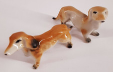 2 estatuetas vintage miniaturas Dachshund cerâmica cachorro S marrom claro comprar usado  Enviando para Brazil