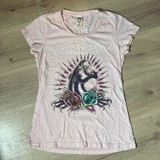 Camiseta rosa Ed Hardy. Gráfico Panther. Tamanho médio. Bom estado usado! comprar usado  Enviando para Brazil