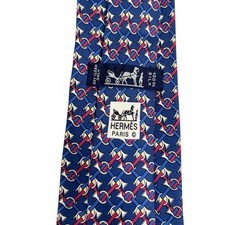 Gravata masculina Hermes trompete trompete azul marinho/vermelho instrumento musical seda 7039 TA 3,5" x 57" comprar usado  Enviando para Brazil