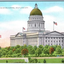 c1940s Salt Lake City, UT Utah State Capitol Flags Tree Corinthian Linen PC A291 comprar usado  Enviando para Brazil