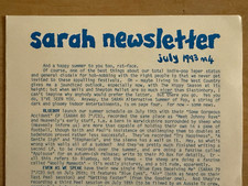 Sarah records newsletter for sale  LONDON