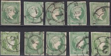 España 1855 Edifil 47 usados 10 sellos Rueda Carreta Spain (ref#11988) comprar usado  Enviando para Brazil