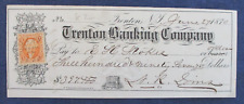 Usado, Cheque e receita bancária Trenton New Jersey Trenton Banking Company 1870 comprar usado  Enviando para Brazil