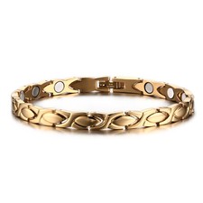 Berloque feminino luxo tom dourado aço inoxidável pulseira magnética corrente para presente comprar usado  Enviando para Brazil