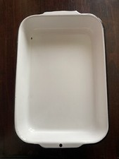 Esmalte vintage branco preto acabamento XLarge Pan Lasanha bolo fazenda uso/decoração comprar usado  Enviando para Brazil