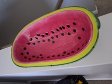 Tigela de servir vintage feita à mão de cerâmica grande oval melancia frutas verão comprar usado Tigela de servir vintage feita à mão de cerâmica grande oval melancia frutas verão comprar usado  Enviando para Brazil