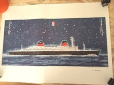 Paquebot affiche dédicacée d'occasion  Paris-