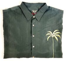 Camisa BAMBOO CAY cinza manga curta abotoada com palma bordada - Tamanho 3XL, usado comprar usado  Enviando para Brazil