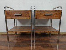 Stolik nocny chrom dąb ciemnobrązowy art deco bauhaus na sprzedaż  PL