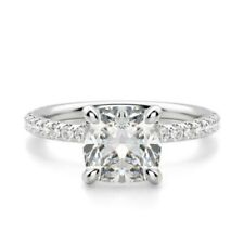 Anel de noivado solitário de zircônia cúbica corte almofada 1,5 ct folheado a ouro branco 14K comprar usado  Enviando para Brazil