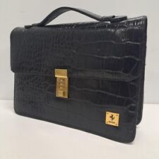 Usado, Bolsa de mão Ferrari couro padrão crocodilo mostrador chave preta 28×20×7cm comprar usado  Enviando para Brazil