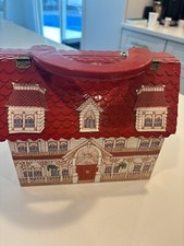 Antiga bolsa de mão encantadora pintada à mão de madeira para casa de campo com forro de feltro vermelho, usado comprar usado  Enviando para Brazil