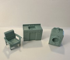 LOTE de móveis vintage para casa de bonecas Marx lavanderia pia cadeira secadora de roupas 1/2” comprar usado  Enviando para Brazil