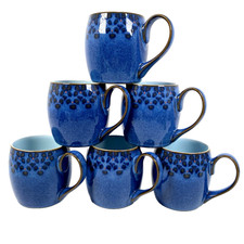 Denby Midnight Blue Six Barrel Kubki Ręcznie robione drobne kamionkowe Rzadki zestaw vintage, używany na sprzedaż  Wysyłka do Poland