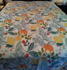 Capa de edredom Garnet Hill Fruit Garden completa queen linho laranja branco verde amarelo comprar usado  Enviando para Brazil