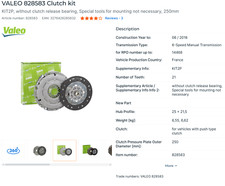 Valeo clutch kit for sale  HIGHBRIDGE