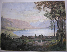 Vue montreux. aquarelle d'occasion  Nantes-