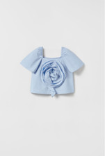 ZARA POPELINE ROSA AZUL TOP FLOR DESIGN MENINA TAMANHO 6, 116 CM REF 0794/605 comprar usado  Enviando para Brazil