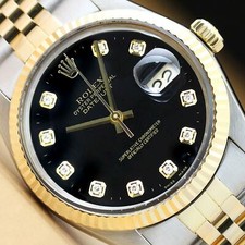 RELÓGIO MASCULINO ROLEX DATEJUST 16013 DIAMANTE PRETO OURO AMARELO 18K E AÇO QUICKSET comprar usado  Enviando para Brazil